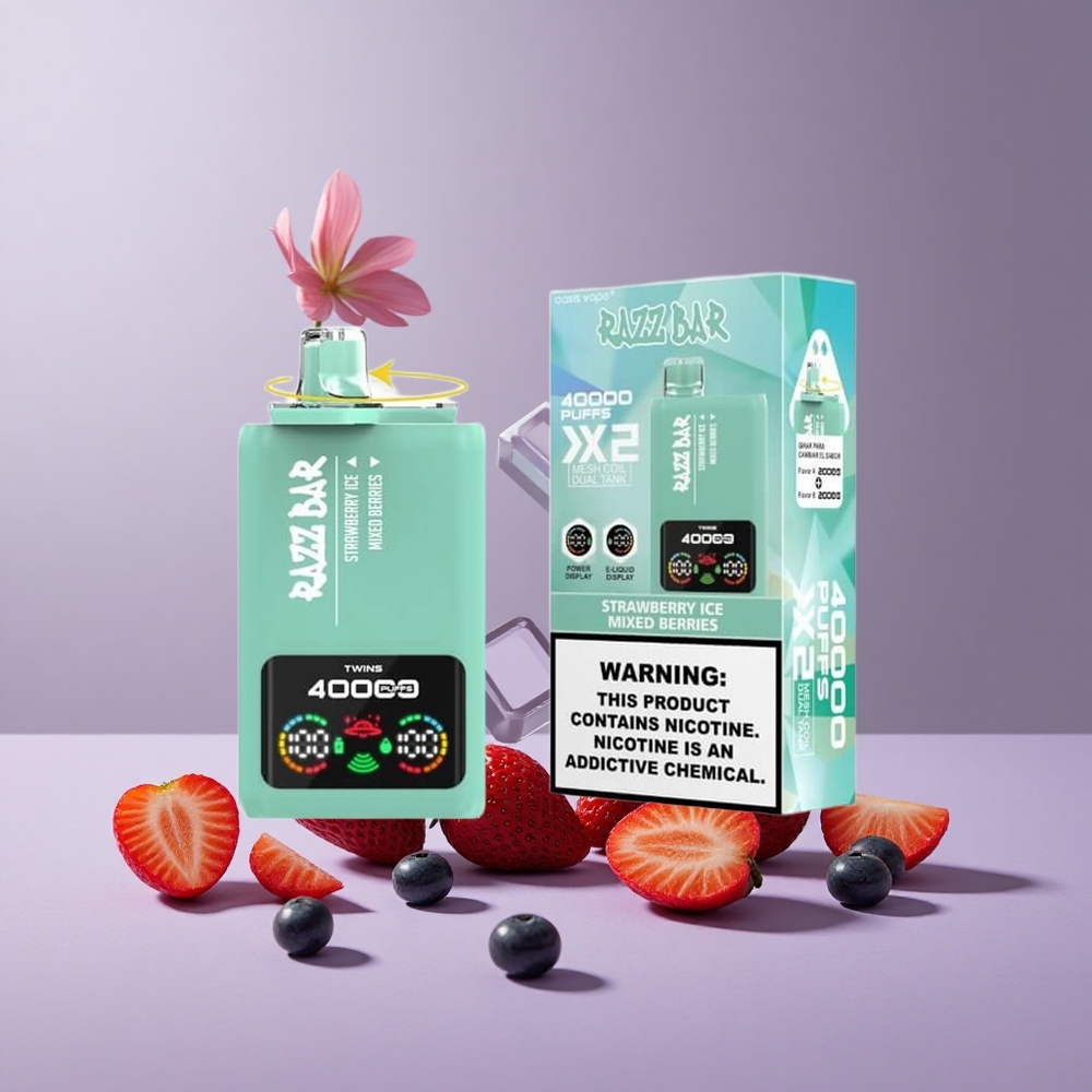 Razz Bar 40000 Puffs Egyszer Használatos E-vapor Eper jég Vegyes Bogyók