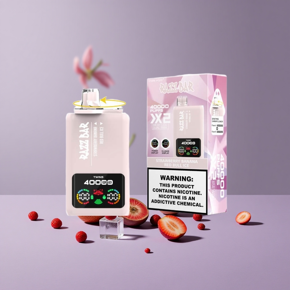 Razz Bar 40000 Puffs Eldobható vape Eper Banán_Vörös Bika Jég