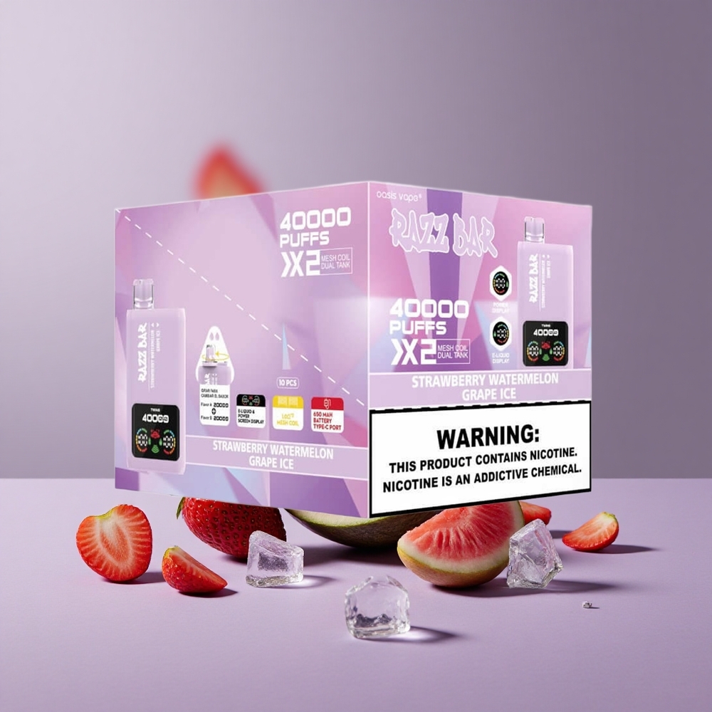 Razz Bar 40000 Puffs Eldobható vape Eper Dinnye_Jég Szőlő