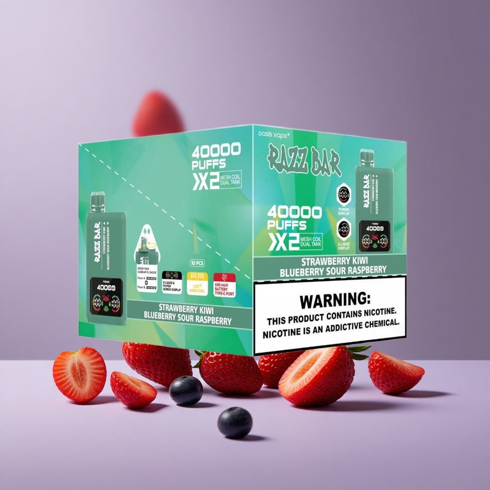 Razz Bar 40000 Puffs Eldobható vape Eper-Kiwi_Áfonya Savanyú Málna
