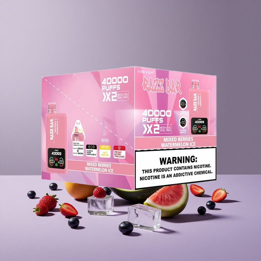 Razz Bar 40000 Puffs Elektromos Cigitárda Vegyes bogyós Görögdinnye Jég