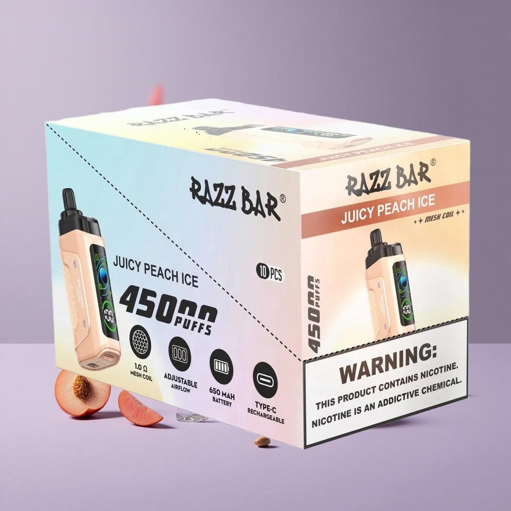 Razz Bar 45000 Puffs Egyszer Használatos Vape Jucis Jégbarack (1.0 Ohm Mesh Coil)
