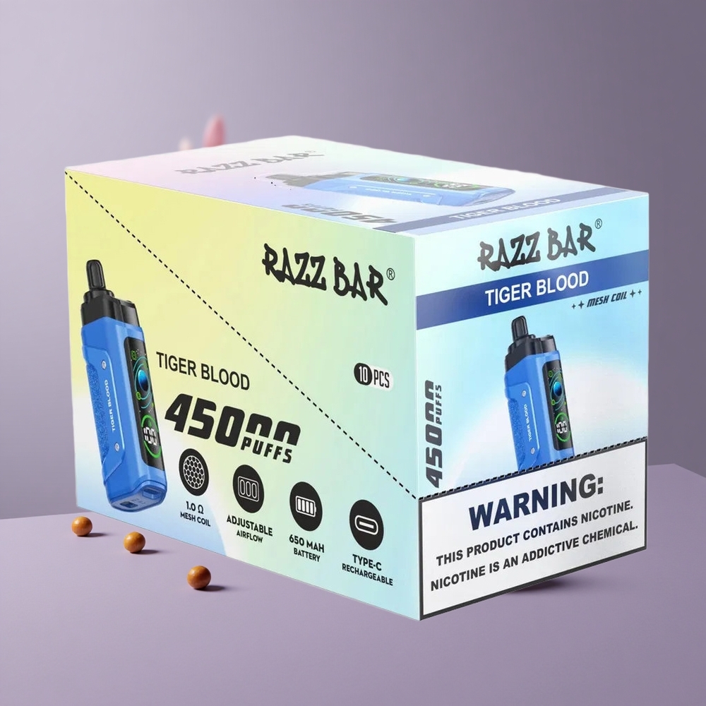 Razz Bar 45000 Puffs Elszívható Vape Tigrisvér – Állítható Légáramlású