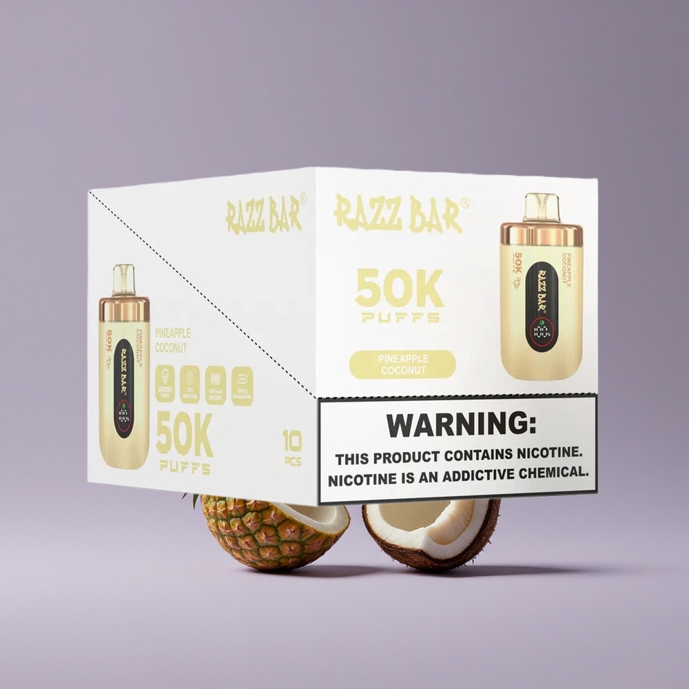Razz Bar 50K Puffs Eldobható E-cigaretta Ananász Kókusz (650 mAh Akkumulátor)
