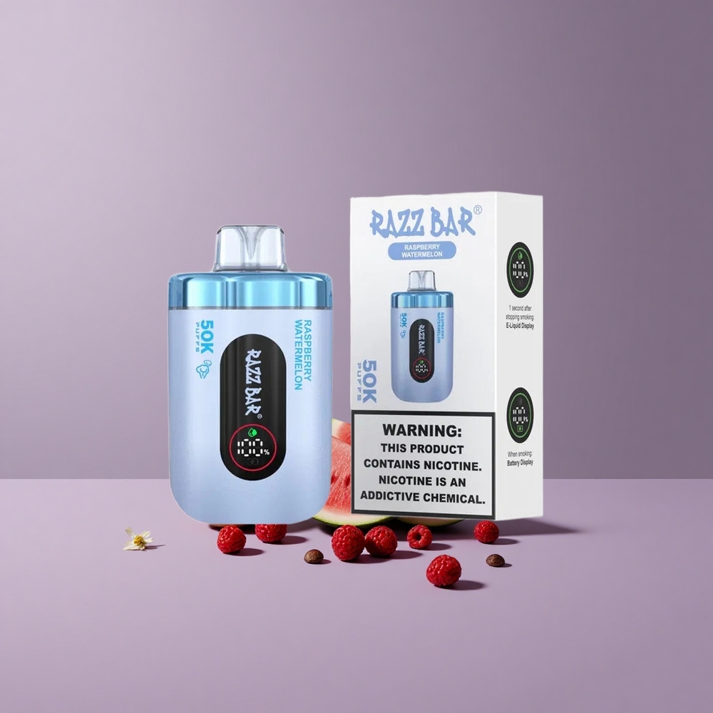 Razz Bar 50K Puffs Eldobható E-cigaretta Málnás-Görögdinnyés 650mAh Akkumulátorral Razz Bar 50K Puffs Eldobható E-cigaretta Málnás-Görögdinnyés 650mAh Akkumulátorral