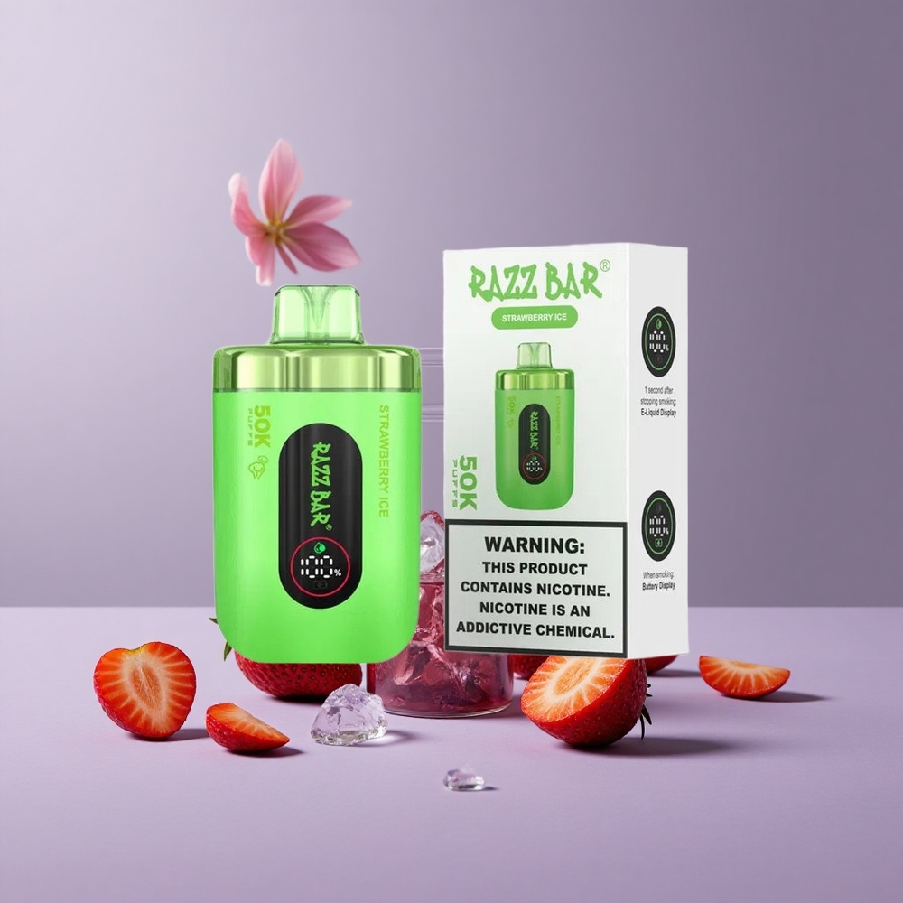 Razz Bar 50K Puffs Eldobható Vape – 50000 Füst, Eper Jég Razz Bar 50K Puffs Eldobható Vape – 50000 Füst, Eper Jég
