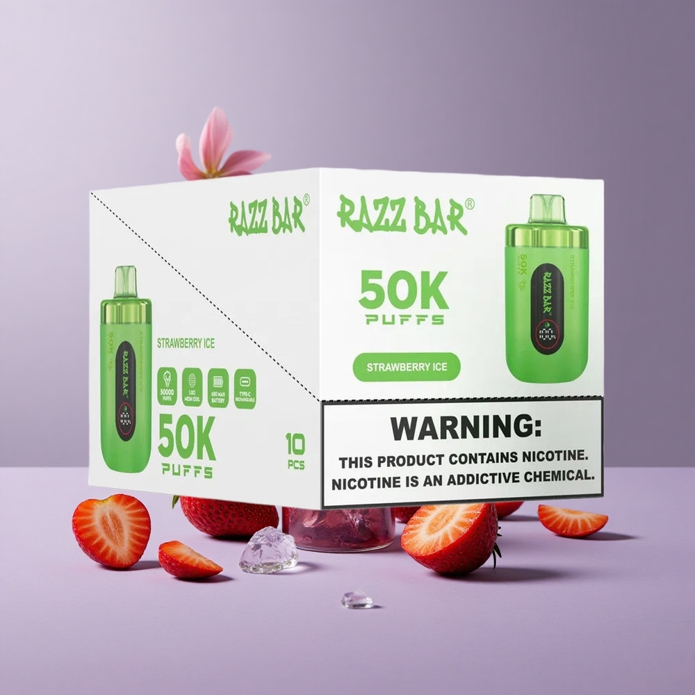 Razz Bar 50K Puffs Eldobható Vape – 50000 Füst, Eper Jég
