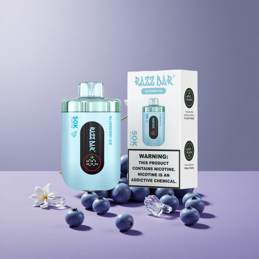 Razz Bar 50K Puffs Eldobható Vape – 50000 Puffs és Áfonya Jég Razz Bar 50K Puffs Eldobható Vape – 50000 Puffs és Áfonya Jég