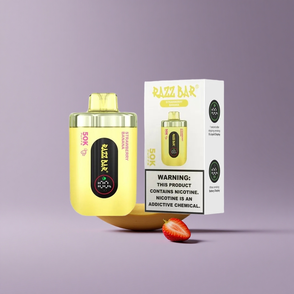 Razz Bar 50K Puffs Eldobható Vape – Eper Banán, 50000 Puffs és Type-C Töltés Razz Bar 50K Puffs Eldobható Vape – Eper Banán, 50000 Puffs és Type-C Töltés