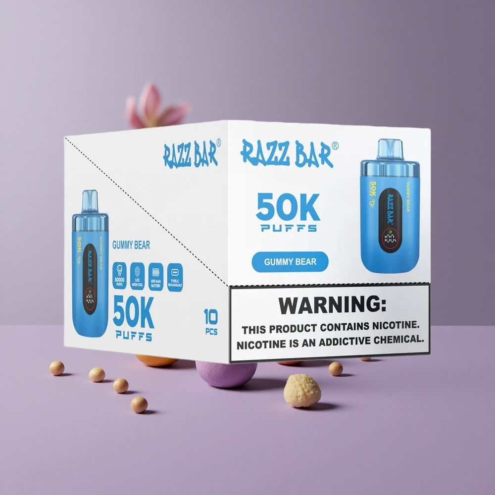 Razz Bar 50K Puffs Eldobható Vape Málna Medve (50000 Füst)